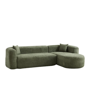 English Elm Video]109.4 Chenille Cloud Sectional Sofa Modular L-Shape Living Room Couch with Pillows Green W3505S00081