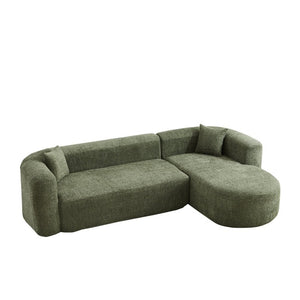 English Elm Video]109.4 Chenille Cloud Sectional Sofa Modular L-Shape Living Room Couch with Pillows Green W3505S00081