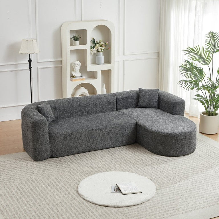 English Elm Video]109.4 Chenille Cloud Sectional Sofa Modular L-Shape Living Room Couch with Pillows Gray W3505S00082