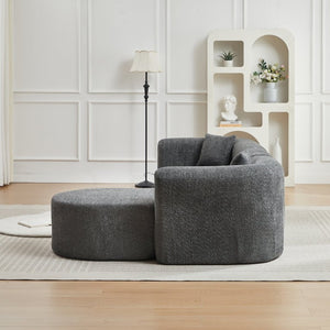 English Elm Video]109.4 Chenille Cloud Sectional Sofa Modular L-Shape Living Room Couch with Pillows Gray W3505S00082