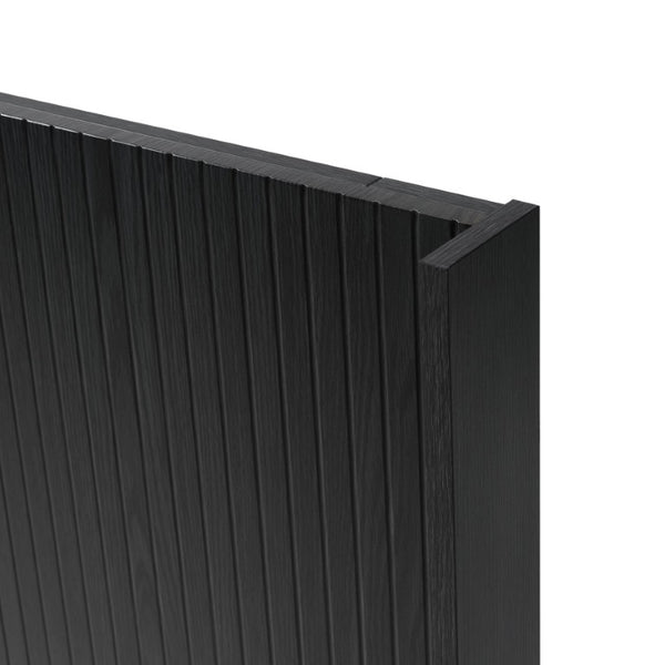 English Elm King Wall Mounted Fluted Wood Headboard Matte Black Sculptural Bedroom Accent W3520P327606