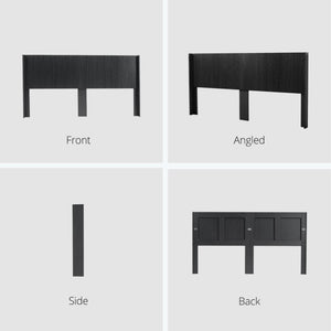 English Elm King Wall Mounted Fluted Wood Headboard Matte Black Sculptural Bedroom Accent W3520P327606