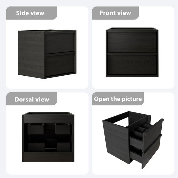 English Elm 24 Inch Floating Bathroom Vanity Cabinet with Two Drawers Moisture Resistant Wall Mount W3520P481430