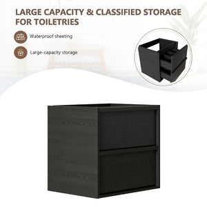 English Elm 24 Inch Floating Bathroom Vanity Cabinet with Two Drawers Moisture Resistant Wall Mount W3520P481430