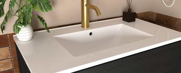 English Elm 30 Inch Floating Bathroom Vanity with Ceramic Sink Fluted Matte Gray Modern Storage W3520P481435