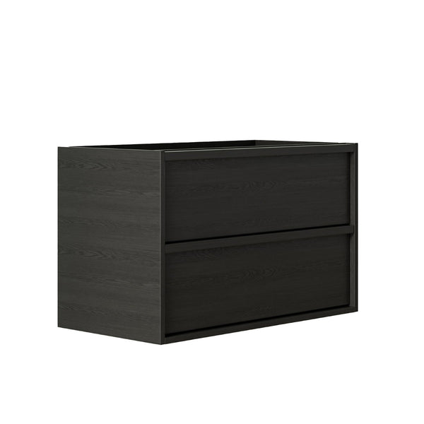 English Elm 36 Inch Floating Wall Mounted Bathroom Vanity with Two Drawers Modern Storage Cabinet W3520P481437