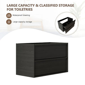 English Elm 36 Inch Floating Wall Mounted Bathroom Vanity with Two Drawers Modern Storage Cabinet W3520P481437