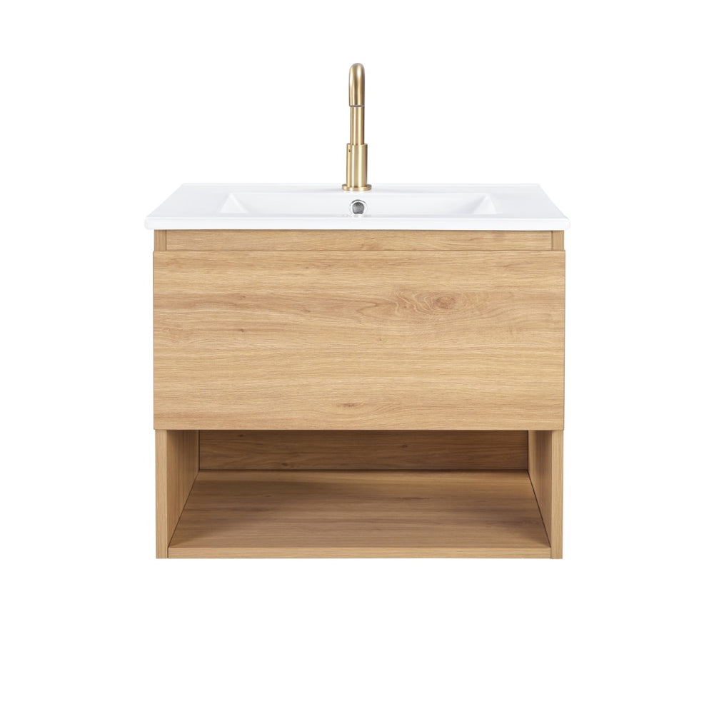 English Elm 24Inch Floating Wall Mounted Bathroom Vanity Compact Storage Cabinet for Small Spaces W3520P481443