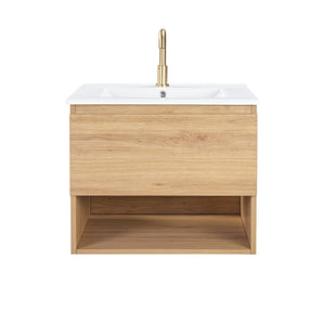 English Elm 24Inch Floating Wall Mounted Bathroom Vanity Compact Storage Cabinet for Small Spaces W3520P481443
