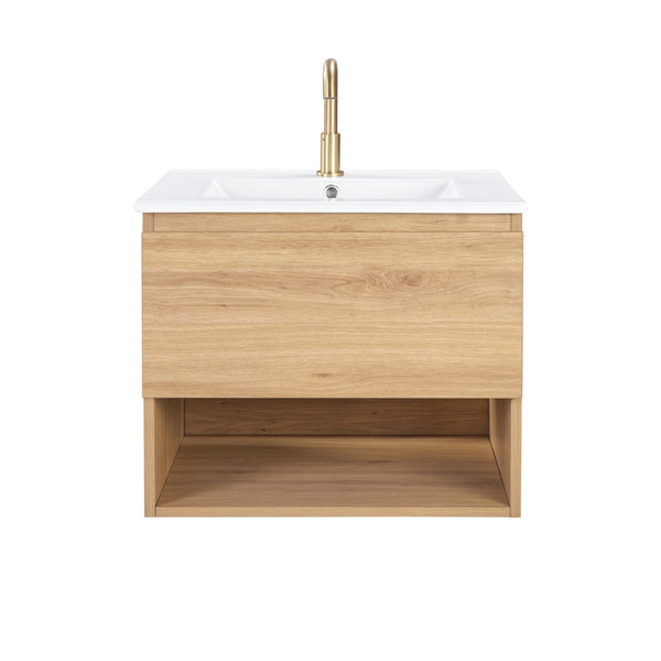 English Elm 24Inch Floating Wall Mounted Bathroom Vanity Compact Storage Cabinet for Small Spaces W3520P481443