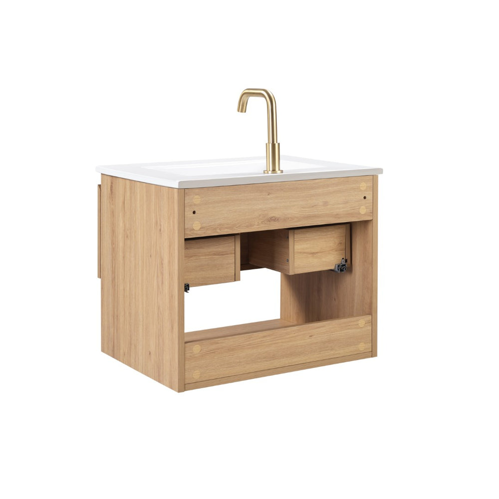 English Elm 24Inch Floating Wall Mounted Bathroom Vanity Compact Storage Cabinet for Small Spaces W3520P481443