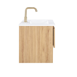 English Elm 24Inch Floating Wall Mounted Bathroom Vanity Compact Storage Cabinet for Small Spaces W3520P481443
