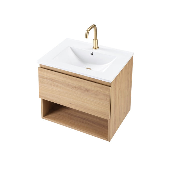 English Elm 24Inch Floating Wall Mounted Bathroom Vanity Compact Storage Cabinet for Small Spaces W3520P481443