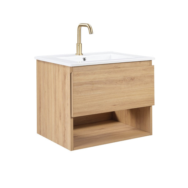English Elm 24Inch Floating Wall Mounted Bathroom Vanity Compact Storage Cabinet for Small Spaces W3520P481443