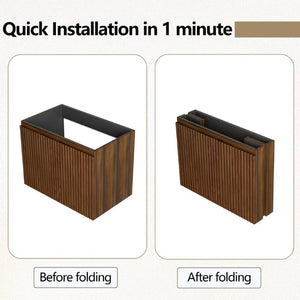 English Elm 30 Inch Wall Mounted Foldable Bathroom Storage Cabinet with Warm Matte Wood Finish Walnut W3520P500492