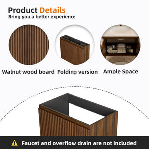 English Elm 30 Inch Wall Mounted Foldable Bathroom Storage Cabinet with Warm Matte Wood Finish Walnut W3520P500492