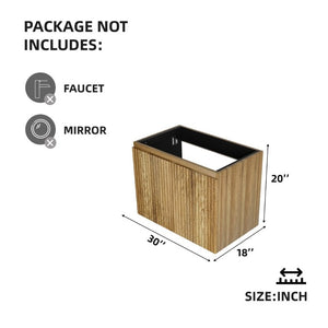 English Elm 30 Inch Wall Mounted Foldable Bathroom Storage Cabinet with Warm Matte Wood Finish Golden Oak W3520P500495