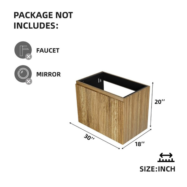 English Elm 30 Inch Wall Mounted Foldable Bathroom Storage Cabinet with Warm Matte Wood Finish Golden Oak W3520P500495