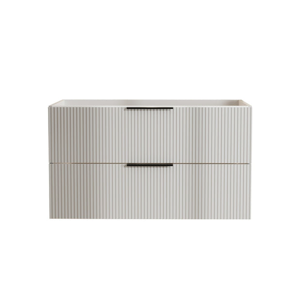 English Elm 36 Inch Floating Bathroom Vanity with Two Drawers in a Sleek Gray Contemporary Finish W3520P503914