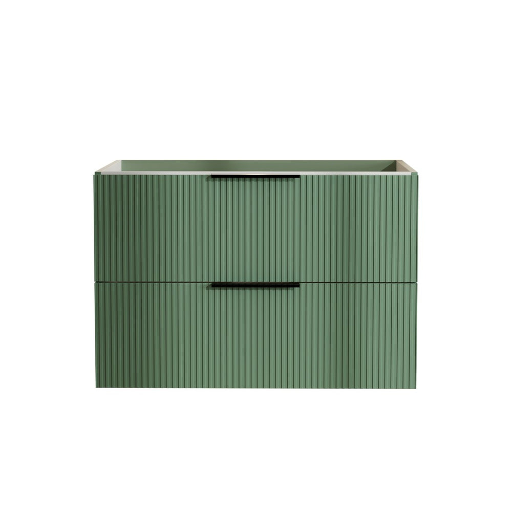 English Elm 30 Inch Floating Gray Bathroom Vanity with Soft Close Drawers and Pipe Cutout Antique Green W3520P503917