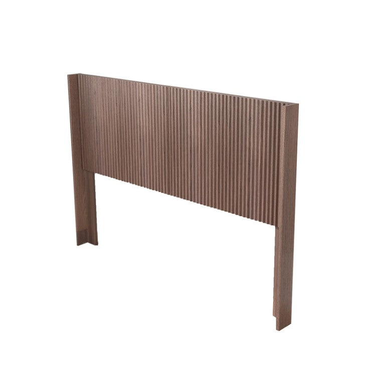 English Elm Queen Walnut Fluted Panel Headboard Wall Mounted with Built in Outlets for Modern Bedrooms W3520P505981