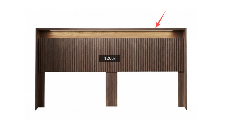 English Elm Queen Walnut Fluted Panel Headboard Wall Mounted with Built in Outlets for Modern Bedrooms W3520P505981