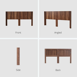 English Elm Modern Farmhouse Wingback Fluted Panel King Headboard Wall Mounted Walnut Finish W3520P505982