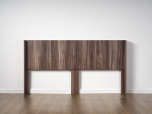 English Elm Modern Farmhouse Wingback Fluted Panel King Headboard Wall Mounted Walnut Finish W3520P505982