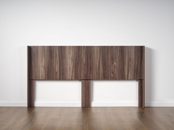 English Elm Modern Farmhouse Wingback Fluted Panel King Headboard Wall Mounted Walnut Finish W3520P505982