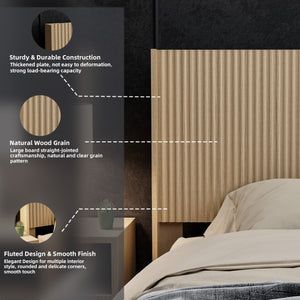English Elm King Wall Mounted Fluted Wood Headboard with Golden Oak Finish for Modern Bedrooms W3520P562307
