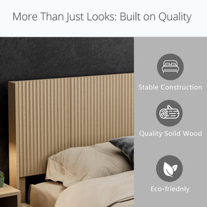 English Elm King Wall Mounted Fluted Wood Headboard with Golden Oak Finish for Modern Bedrooms W3520P562307