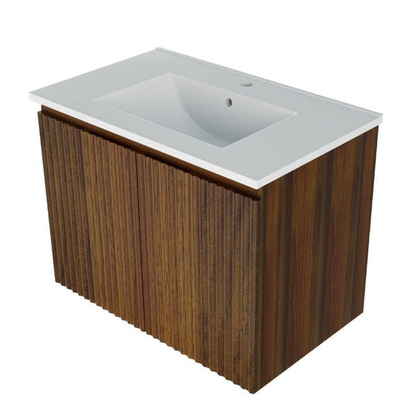 English Elm 24Inch Folding Wall Cabinet Walnut Finish Moisture Resistant Bathroom Storage Modern Walnut W3520S00022