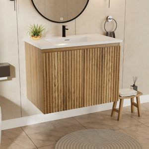 English Elm 24Inch Folding Wall Cabinet Walnut Finish Moisture Resistant Bathroom Storage Modern Golden Oak W3520S00023
