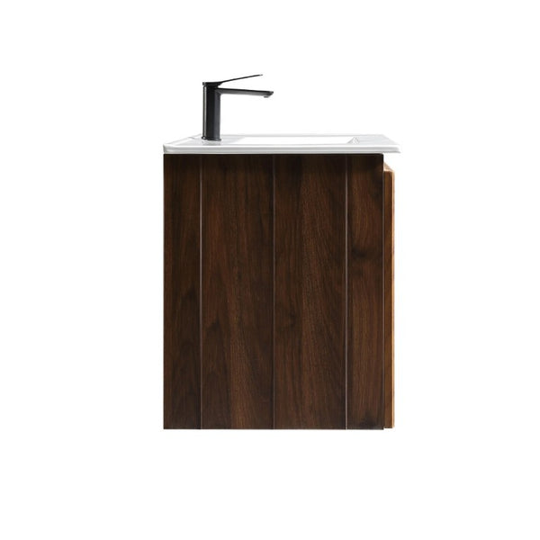 English Elm 36Inch Walnut Wall Cabinet Folding Bathroom Storage with Embossed Panel Modern Design W3520S00034