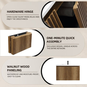 English Elm 36Inch Wall Mounted Folding Cabinet Modern Bathroom Storage with Tool Free Install W3520S00035
