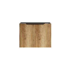 English Elm 30 Inch Floating Bathroom Vanity with Fluted Panels and Seamless Ceramic Integrated Sink W3520S00049