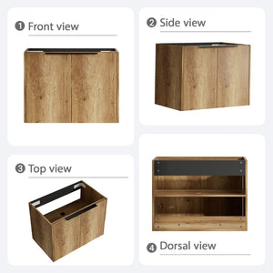 English Elm 30 Inch Floating Bathroom Vanity with Fluted Panels and Seamless Ceramic Integrated Sink W3520S00049