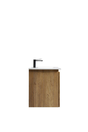 English Elm 30 Inch Golden Oak Wall Cabinet Tool Free Snap Fit Storage for Modern Bathrooms W3520S00058