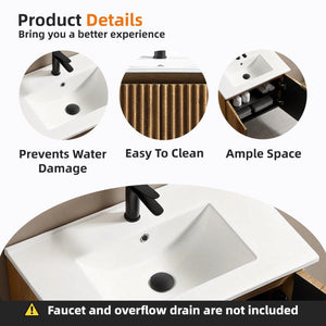 English Elm 30 Inch Golden Oak Wall Cabinet Tool Free Snap Fit Storage for Modern Bathrooms W3520S00058