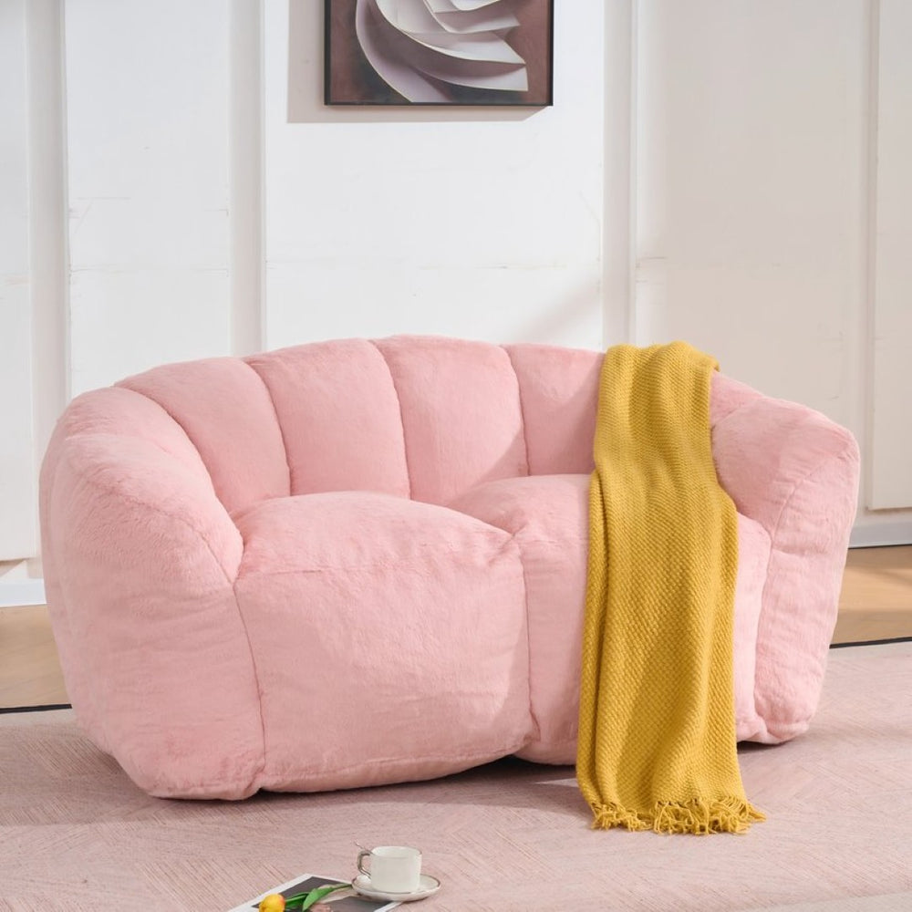 English Elm Oversized Floor Loveseat Bean Bag Ultra Plush Foam Fill Fluffy Casual Lounge Sofa W3523P493090