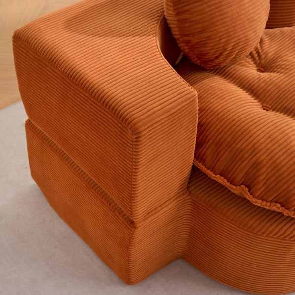 English Elm Convertible Futon Loveseat with Full Size Fold Down Sleeping Surface Corduroy Upholstered Orange W3523P493120