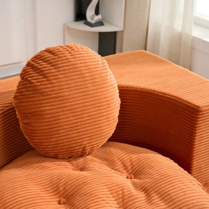 English Elm Convertible Futon Loveseat with Full Size Fold Down Sleeping Surface Corduroy Upholstered Orange W3523P493120