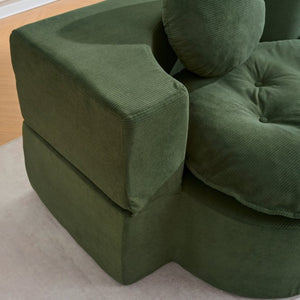 English Elm Convertible Futon Loveseat with Full Size Fold Down Sleeping Surface Corduroy Upholstered Green W3523P493152
