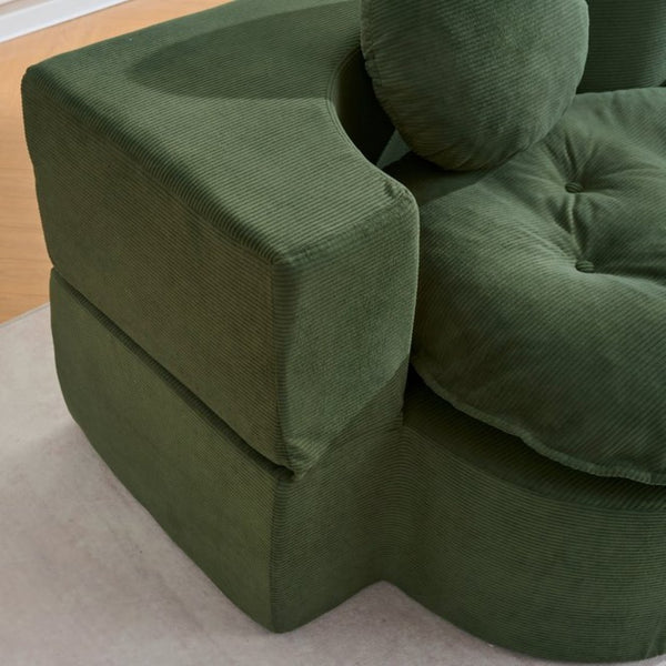 English Elm Convertible Futon Loveseat with Full Size Fold Down Sleeping Surface Corduroy Upholstered Green W3523P493152
