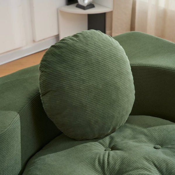 English Elm Convertible Futon Loveseat with Full Size Fold Down Sleeping Surface Corduroy Upholstered Green W3523P493152