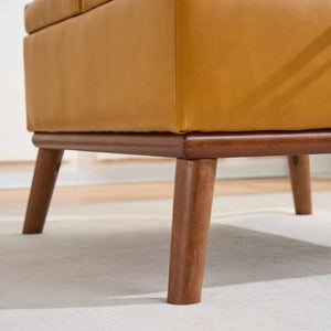 English Elm Large Upholstered Storage Ottoman Rubberwood Legs Mid Century Modern Living Room Coffee Table W3523P493360