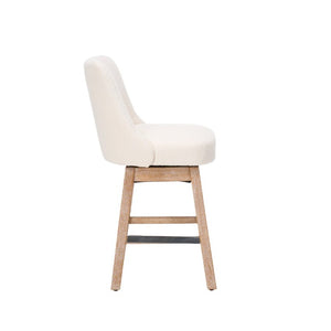 English Elm 360° Swivel Boucle Counter Stools Set of 2 Mid-Century Wood Legs Kitchen Island Beige W3523P516809