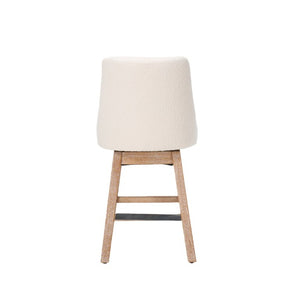 English Elm 360° Swivel Boucle Counter Stools Set of 2 Mid-Century Wood Legs Kitchen Island Beige W3523P516809