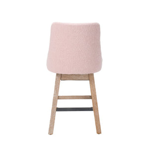 English Elm 360° Swivel Boucle Counter Stools Set of 2 Mid-Century Wood Legs Kitchen Island Pink W3523P516810