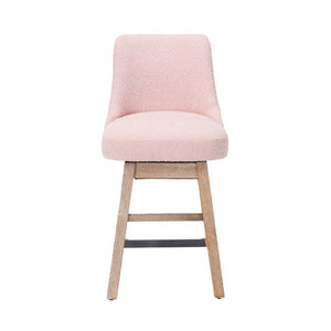 English Elm 360° Swivel Boucle Counter Stools Set of 2 Mid-Century Wood Legs Kitchen Island Pink W3523P516810